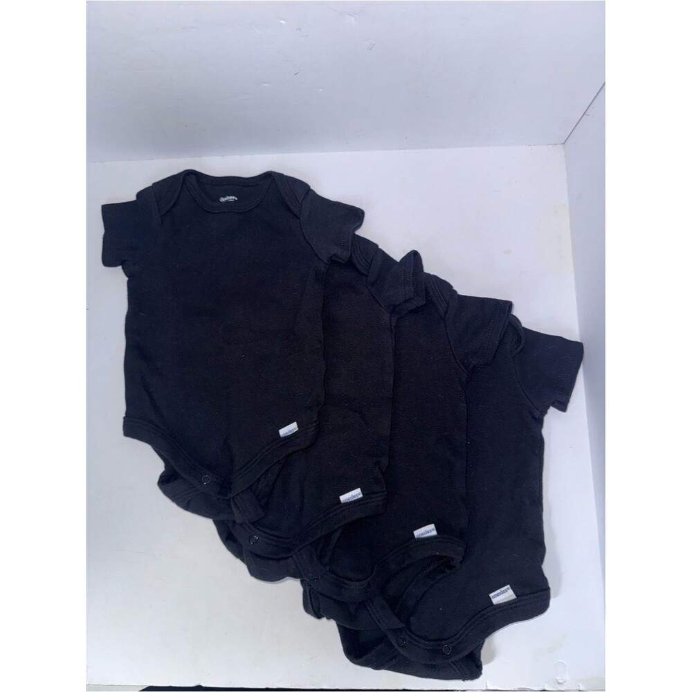 Gerber size 0-3 months Black Short-Sleeve Baby One-Piece Set (4-Pack)